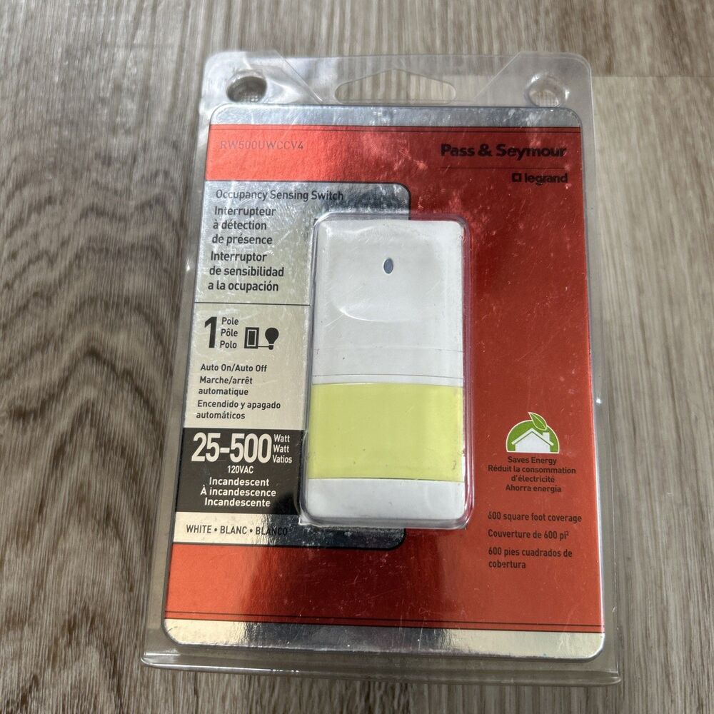 Pass & Seymour Wall Occupancy Sensor RW500UWCCV4 2 Wire Single Pole 25-500W NEW